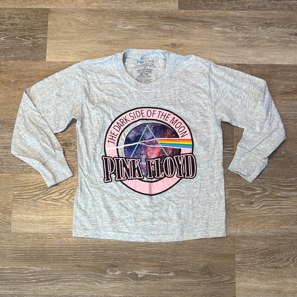 Pink Floyd Kids Long Sleeve Shirt in Gray with Colorful Graphic